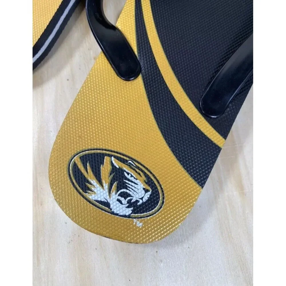 Missouri‎ Tigers NCAA Team Name Logo Flip Flops New Size Large Mens 9-10